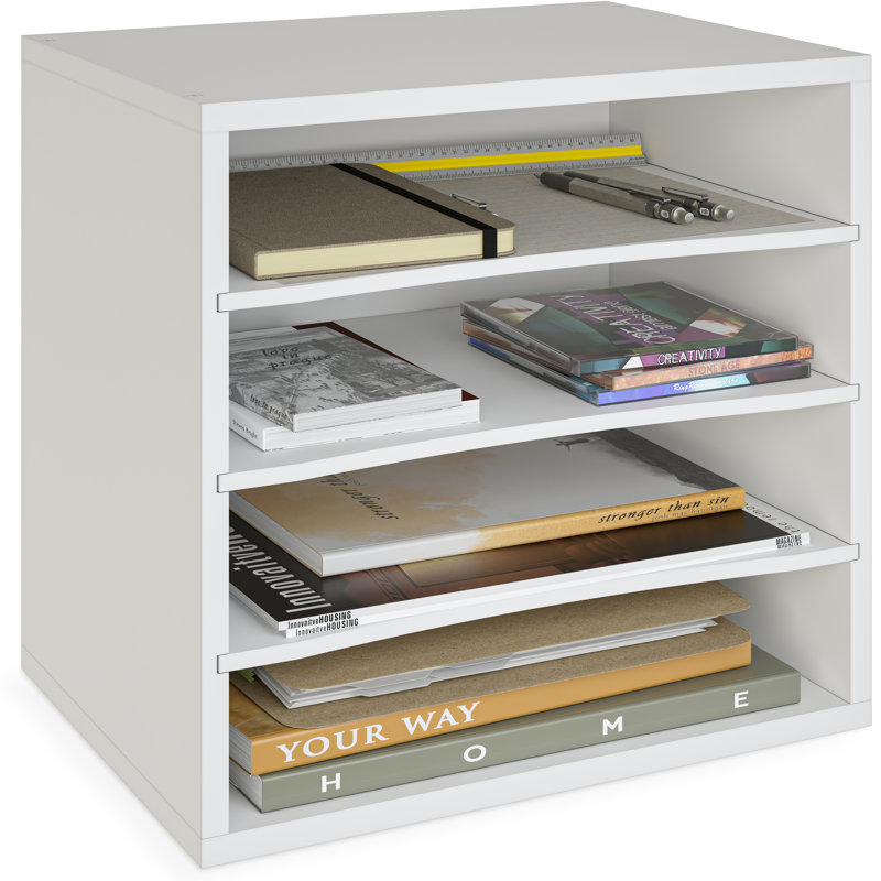 Reagan 4 Tier Paper and File Organizer with Removable Shelve, White