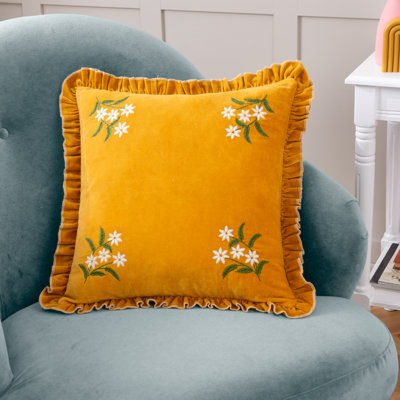 Floral Gold Square Throw Cushion