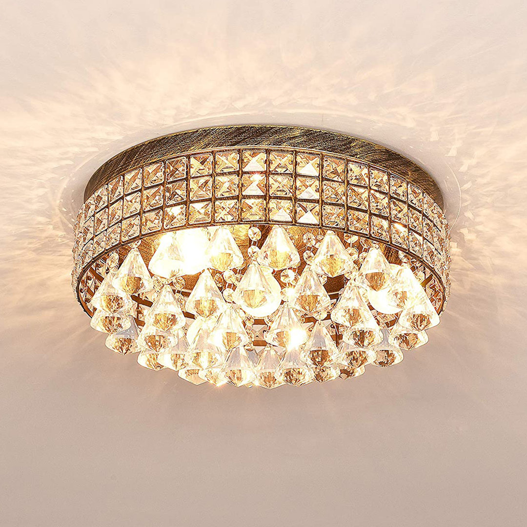 Theodora 4 - Light 15'' Unique / Statement Drum Flush Mount with Crystal Accents Willa Arlo™ Interiors Fixture 