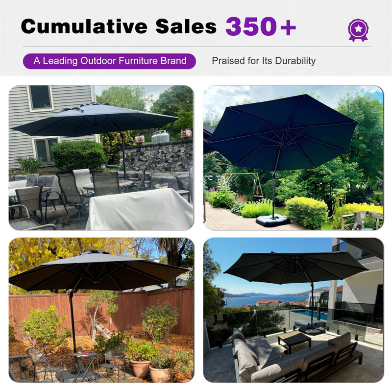 Parasol en porte-à-faux gris Balvin, gris