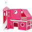 Lit simple mezzanine rose avec toboggan et tour - Bois massif, trois méthodes d'installation, pin de style Playhouse sur le thème du coin, pour rafraîchir la nuit