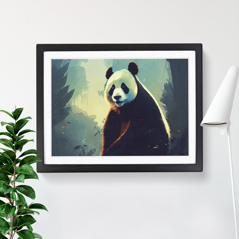 XH1022-6778X Panda Painting Vol.1 Abstract - Single Picture Frame Print, Black, 25cm H x 34cm W x 2cm D