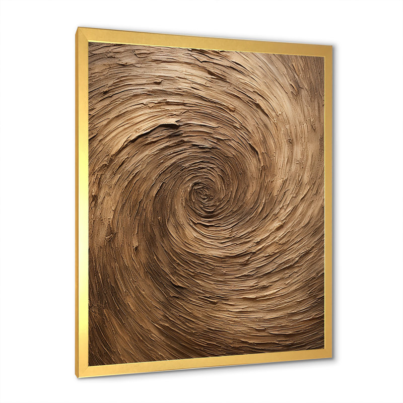 «Brown Calm Current Spiral - Abstract Spirals», art mural, salon_106074, H 44 po x l 34 po x P 1,5 po, Encadrement doré