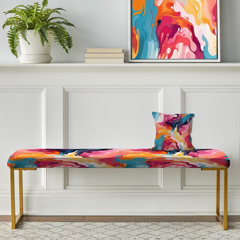 Banc rembourré camouflage doré, Blue And Pink Brush Synergy