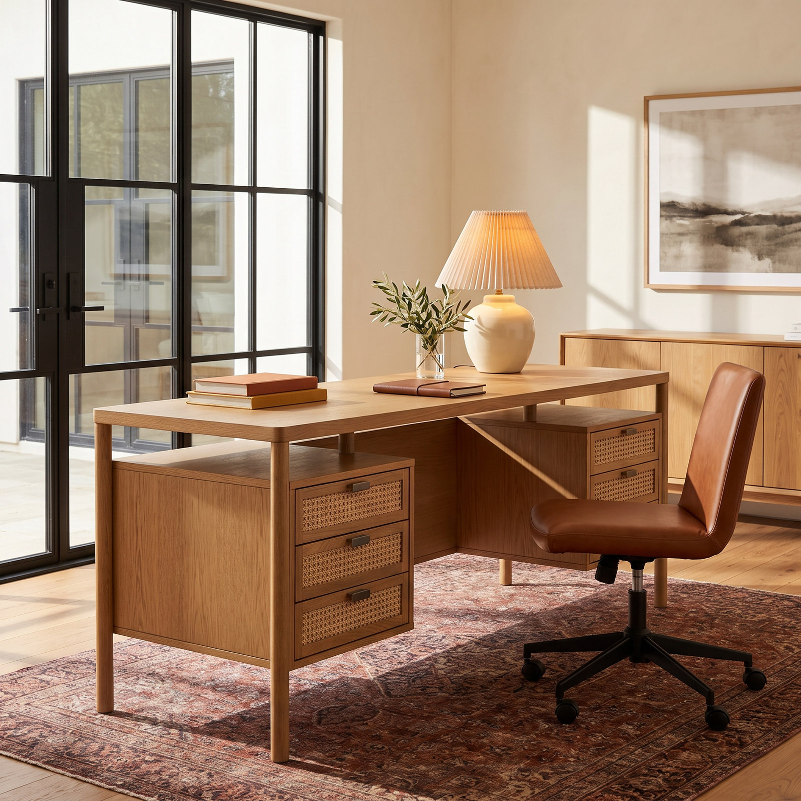 Kens 77 " Oak Executive Desk