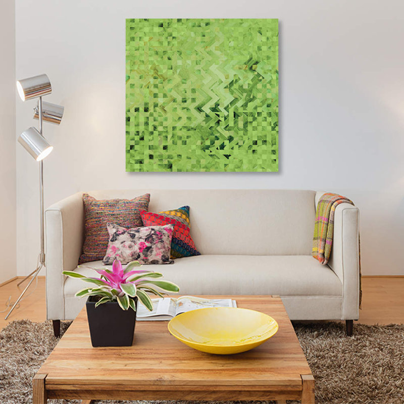 « green galaxy pattern » par barruf, reproduction d’impression sur toile tendue, H 18 po x l 18 po x P 1,5 po, Pas de tapis