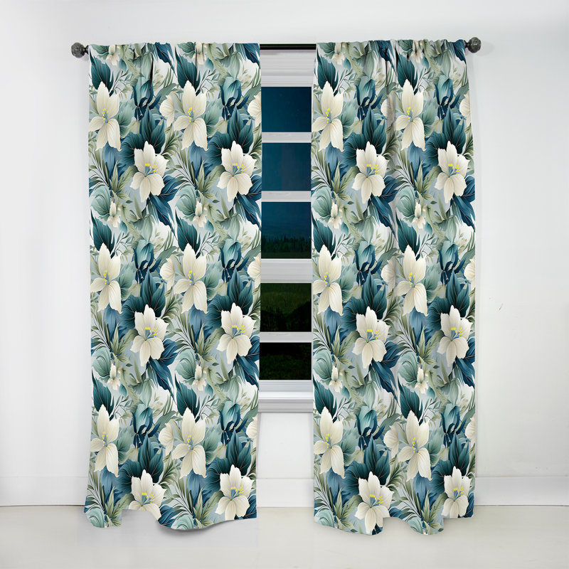 Motif tropical I - rideau floral - obscurcissant en velours Oceanic Impressions - 1 panneau, L 52 po x L 95 po