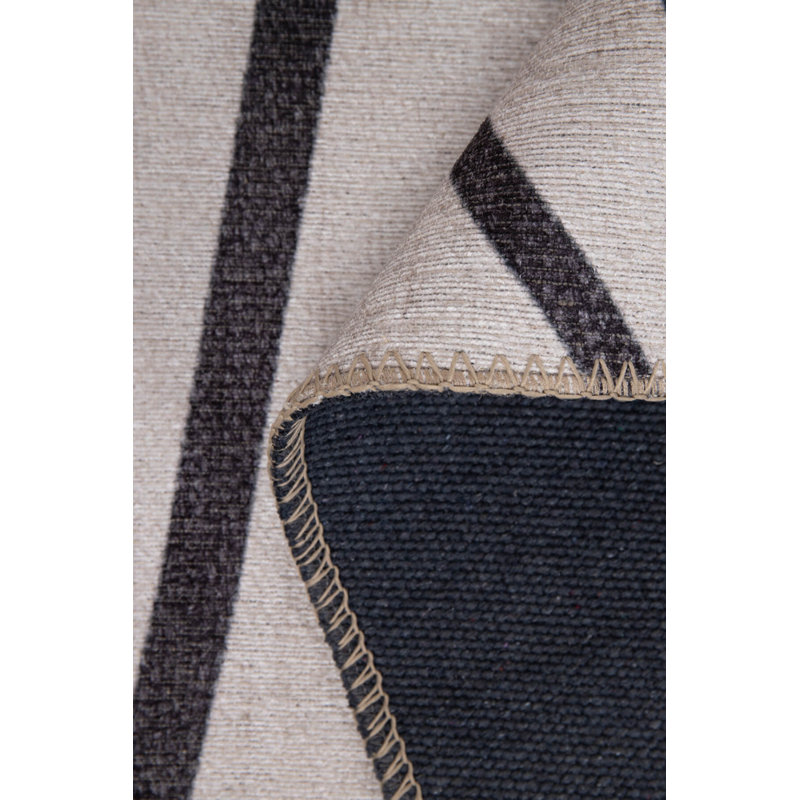 Tapis décoratif blanc rayé noir, Rectangle 9 pi 11 po x 13 pi 2 po