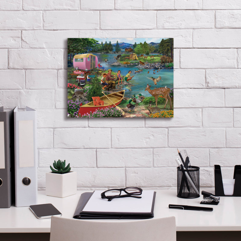 «Angling For Fun» par Bigelow Illustration, H 12 po x l 16 po x P 0,75 po