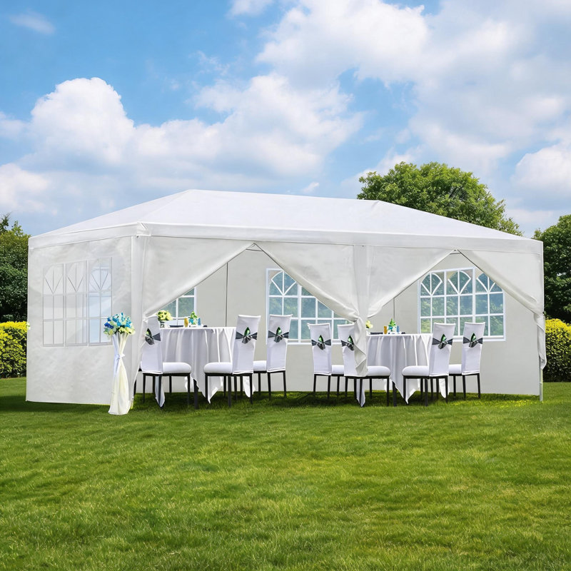 Tente de réception extérieure 10 x 20 pi avec 6 parois latérales amovibles, auvent imperméable pour les mariages, jardin