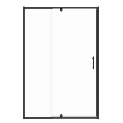 56-60" W X 71" H Pivot Shower Enclosure Door, 1/4" Tempered Glass, Matte Black, Left Right Universal, Easy Installation, Stainless Handle, Magnetic Shut, Excellent Leak Proof Design & Install, Steel