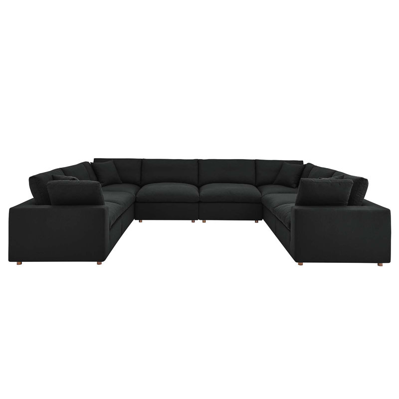 Ensemble de canapé modulaire rembourré rembourré et rembourré 8 pièces Modway Commix, Mélange de polyester noir