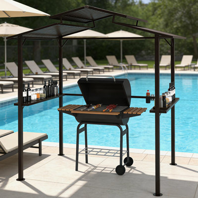 Durable Outdoor Pergola Canopy With Hardtop Grill Gazebo, Perfect For Poolside BBQ And Weather Protection