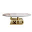 Table basse contemporaine en faux marbre avec base en acier inoxydable