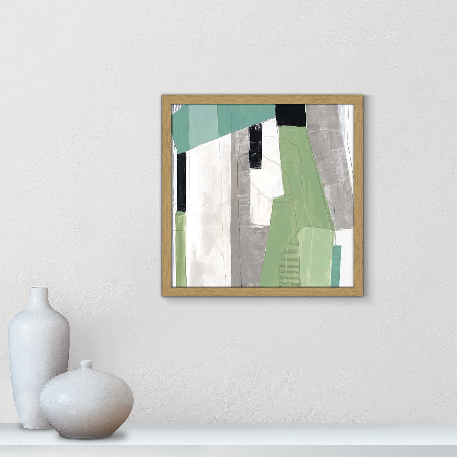 Evergreen Essence I Print, 17" H x 17" W x 1.25" D, Natural Slim Framed