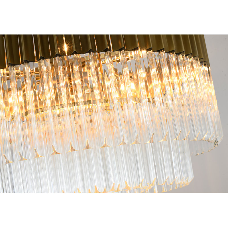 Lustre rond en cristal 12 lumières Transitional, Laiton