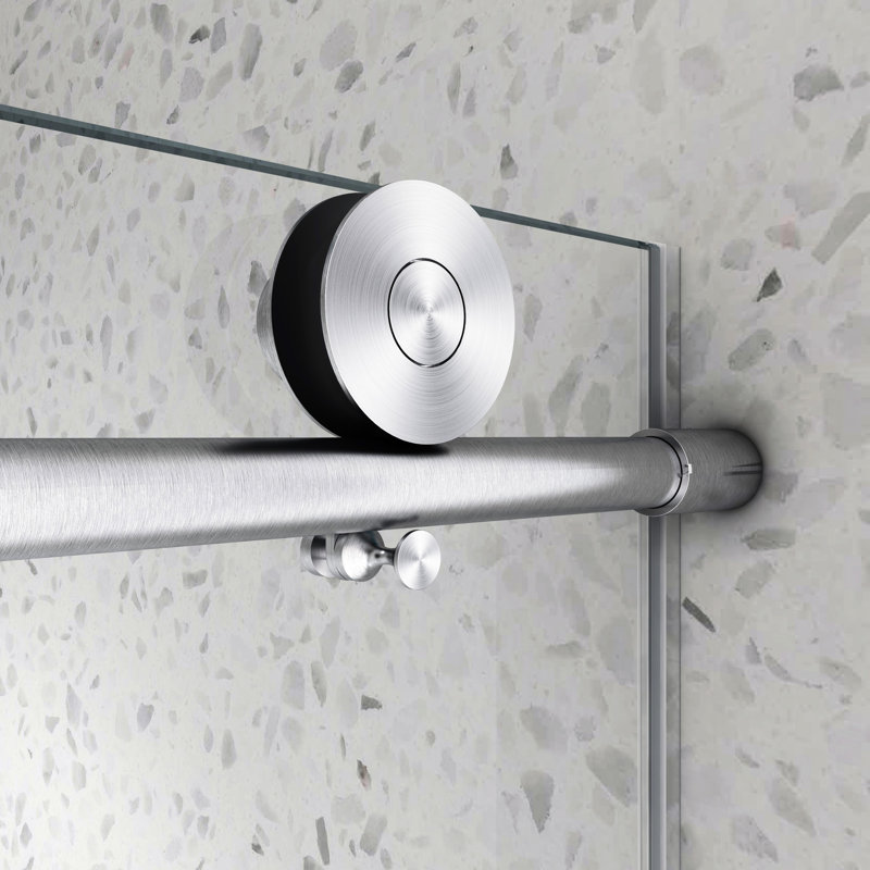 6063 Shower Door In Brushed Nickel - One Fixed & Shifted, , Nano Easy Clean, Tempered Glass, 70Mm 304 Stainless Steel Pulleys For Bath Finish, Design, Soft Closing Function, Cleaning, Bathroom