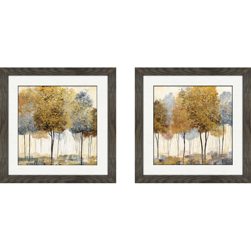 « métallique forest ii », ensemble de 2 reproductions de peintures à l’acrylique encadrées, H 16,5 po x l 33 po x P 1 po