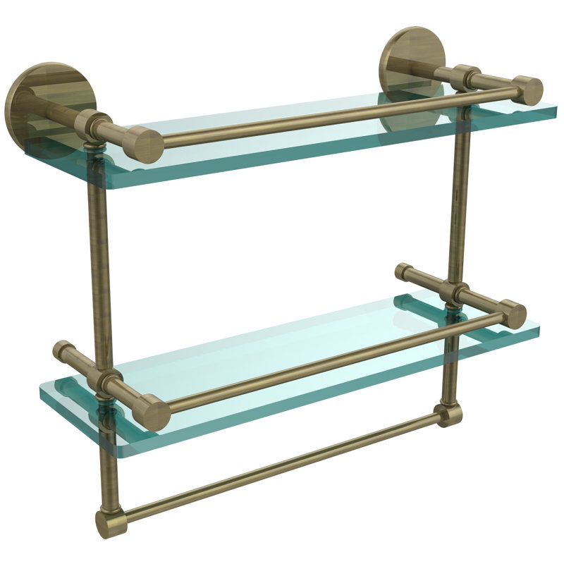Dalston 2 Piece Tiered Shelf with Towel Bar, Antique Brass