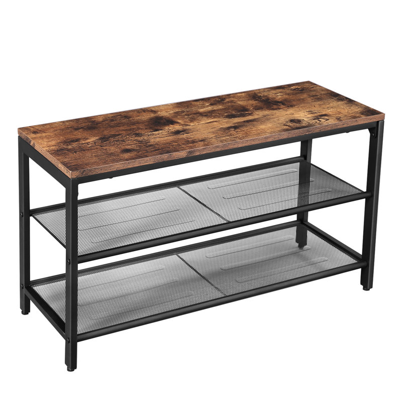 6 Pair Shoe Storage Bench, Rustic Brown