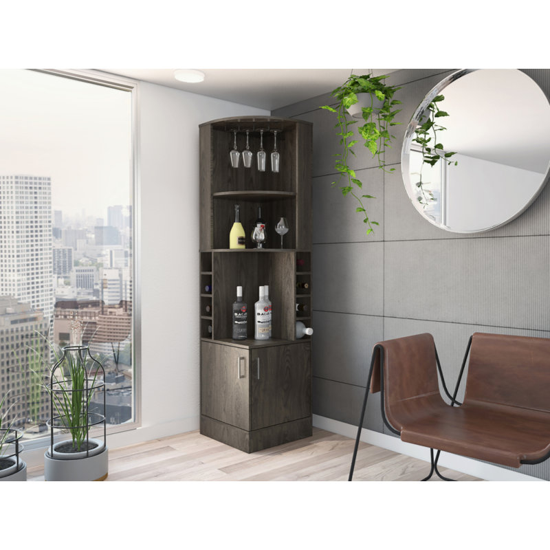 Armoire de bar Macadamia, Noyer foncé