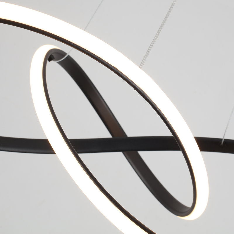 Lustre linéaire moderne à 1 lumière à intensité variable Jahzlynn, Noir mat