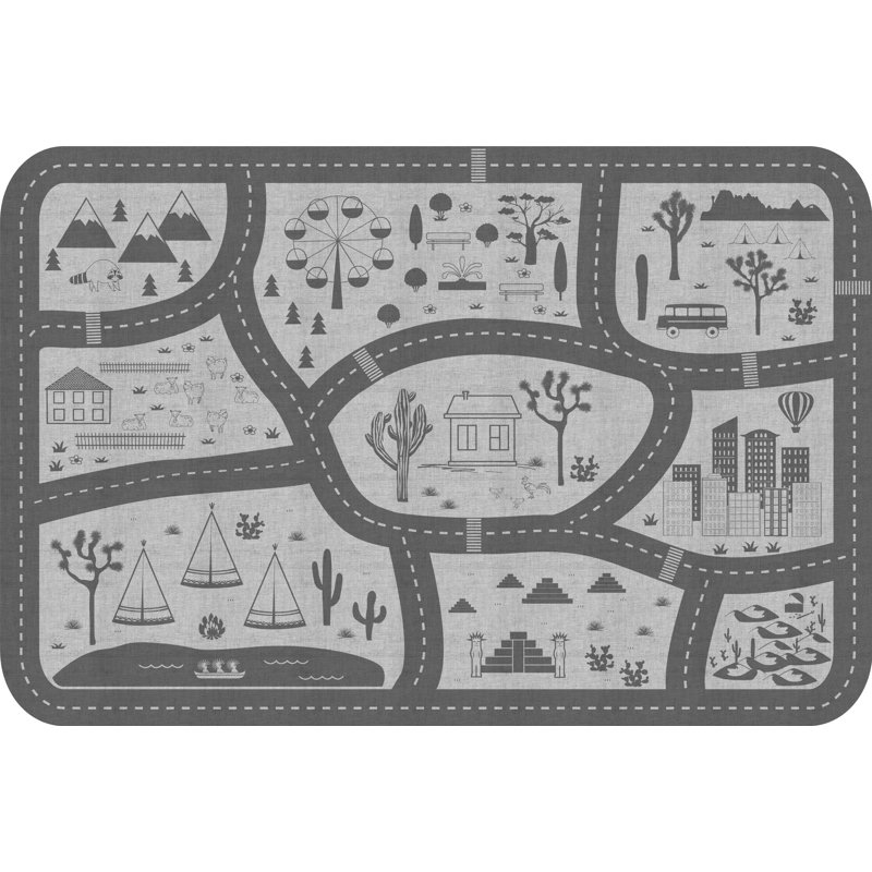 Vinyl Machine Printed Area Rug, Rectangle 4'4.4" x 6'6.7"
