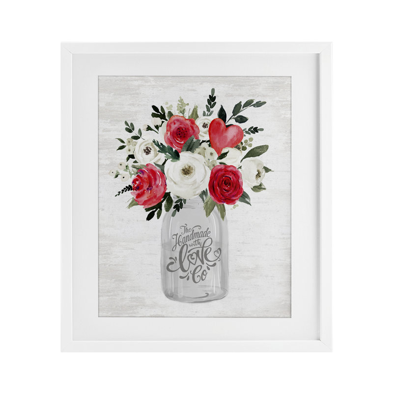 «Romantic Handmade Love Bouquet», reproduction d'art encadrée sous verre, lettrée et doublée, H 21 po x l 17 po