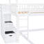 Lit simple au-dessus d'un lit superposé blanc avec glissade - espace de rangement polyvalent et fonctionnel-1005748307