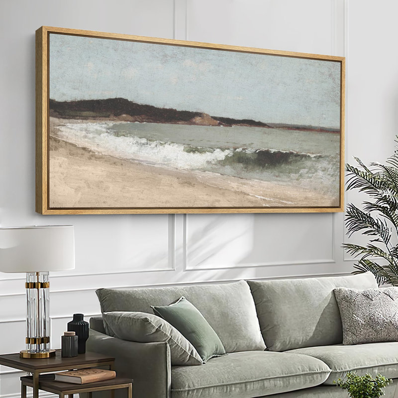 Coastal Beach Coastal Serenity Beachscape Ocean, 30" H x 60" W, Naturel