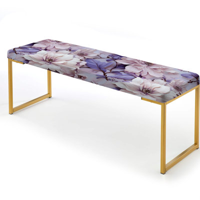 Ethereal Floral Elegance Victorian Pattern II - Floral Upholstered Gold Bench