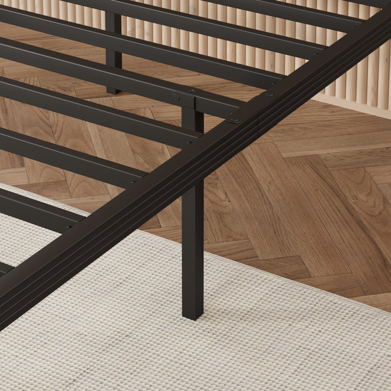Heavy Duty  Metal Platform Bed Frame With Storage, Box Spring Not Required, Noise Free, Twin