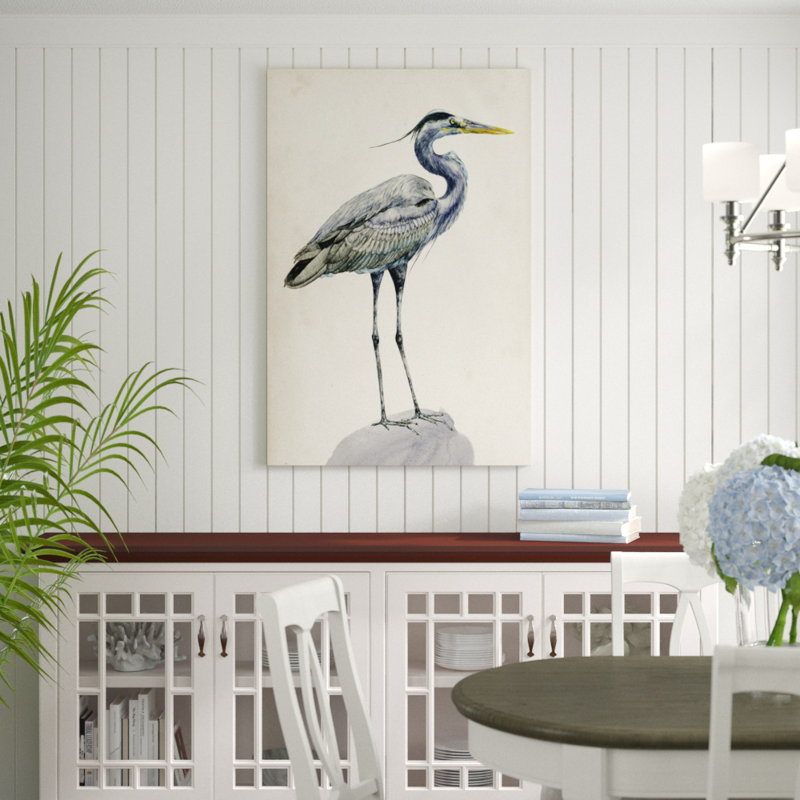 «Blue Heron Rendering I» par Melissa Wang, reproduction d'art sur toile, H 12 po x l 8 po, Toile tendue