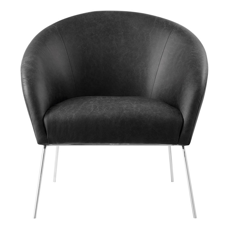 Chaise d'appoint en cuir Catriona avec base matte, Similicuir gris anthracite, Argent