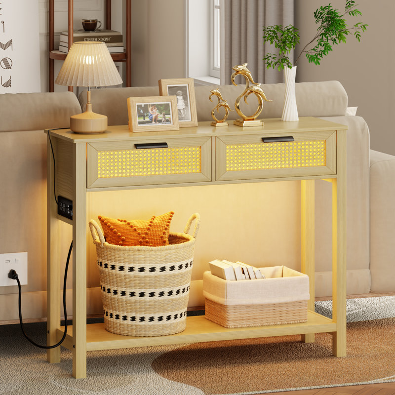 Alvise 39.37'' Console Table, Natural Wood