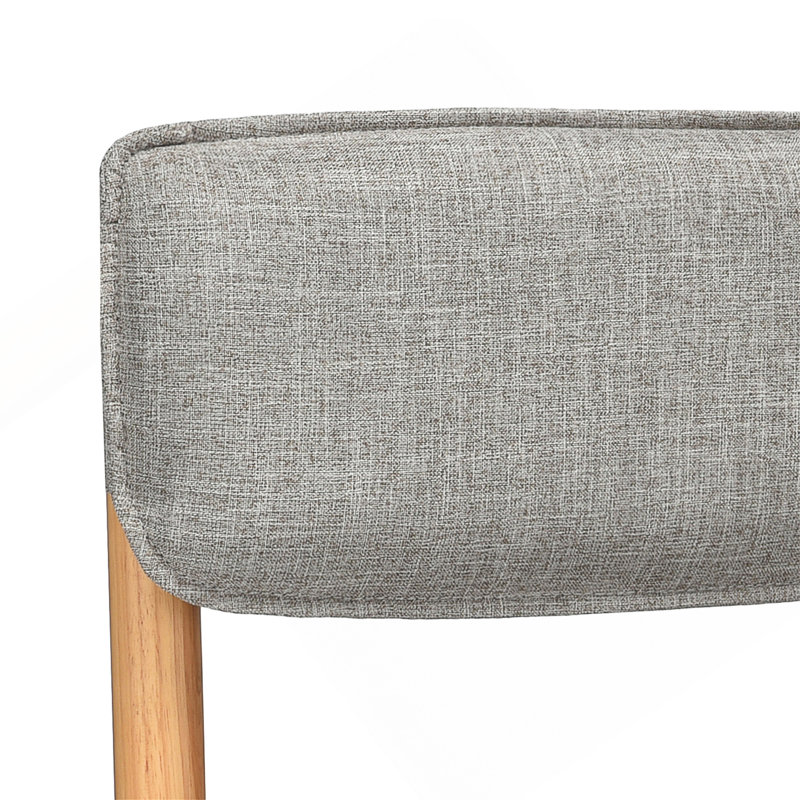 Modern Wooden Blended Linen Kaki Dining Chair, Gray