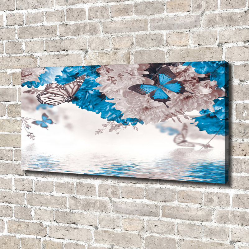 Flowers And Butterflies - Wrapped Canvas Print
