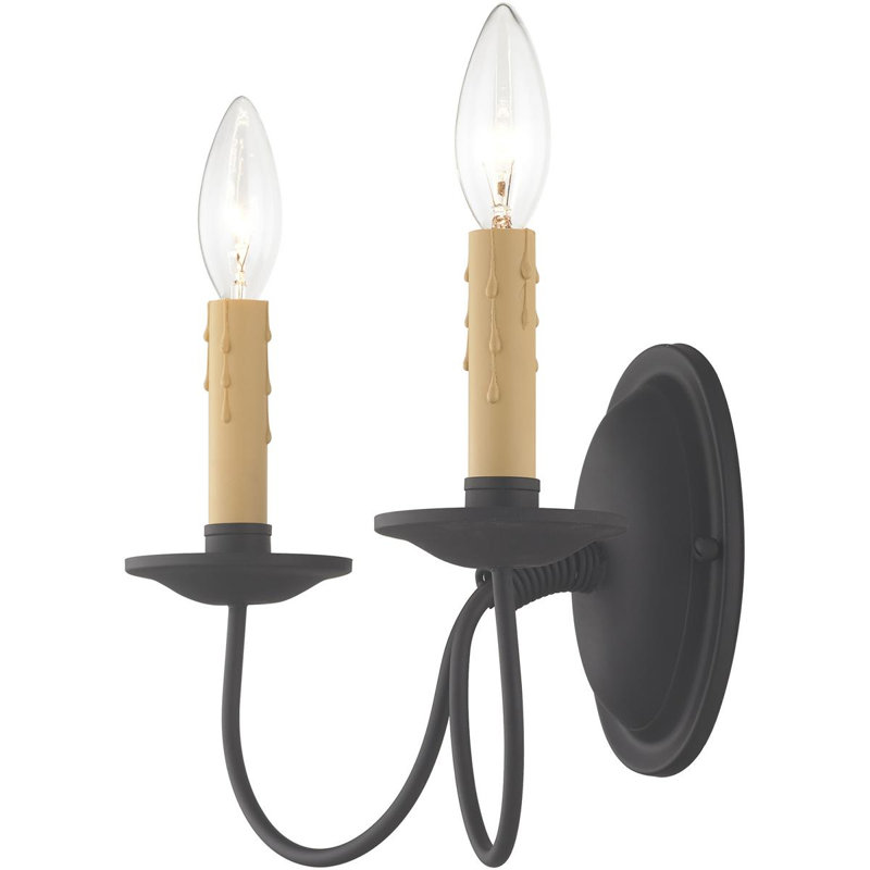 Applique murale noire à 2 lumières: matériau de base en acier élégant
