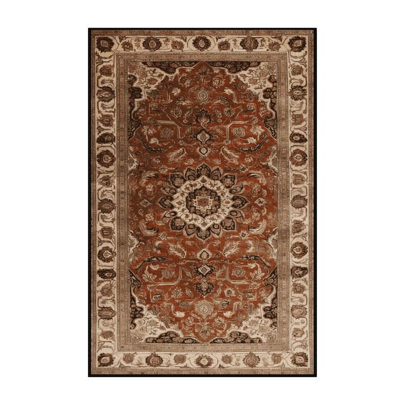 Machine Washable Persian Brown Area Rug, Rectangle 2' x 3'