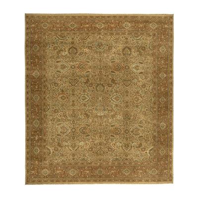 Wool Oriental Area Rug in Beige/Rust