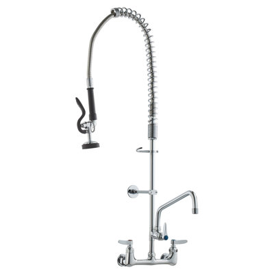 Robinet de cuisine mural en laiton, 36 po de hauteur, 8 po de largeur, comprenant un bec rotatif de 12 po et un pulvérisateur rétractable, convient aux éviers simples, doubles ou triples