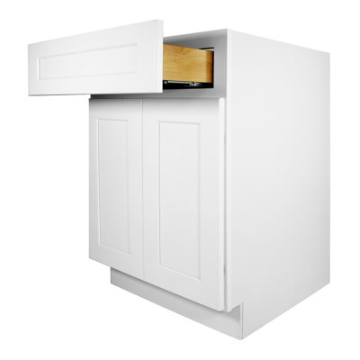 1-drawer 1-shelf Base Cabinet 24-in W x 34-1/2-in H x 24-in D White Ready to assemble (RTA) Plywood Cabinet Recessed Panel Shaker