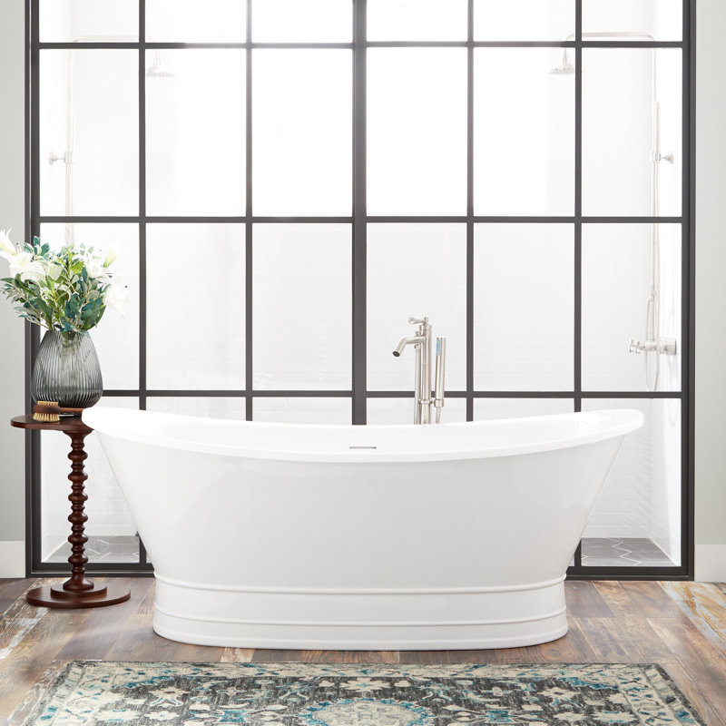 Desborough 69" Acrylic Soaking Freestanding Tub with Integrated Drain and Overflow