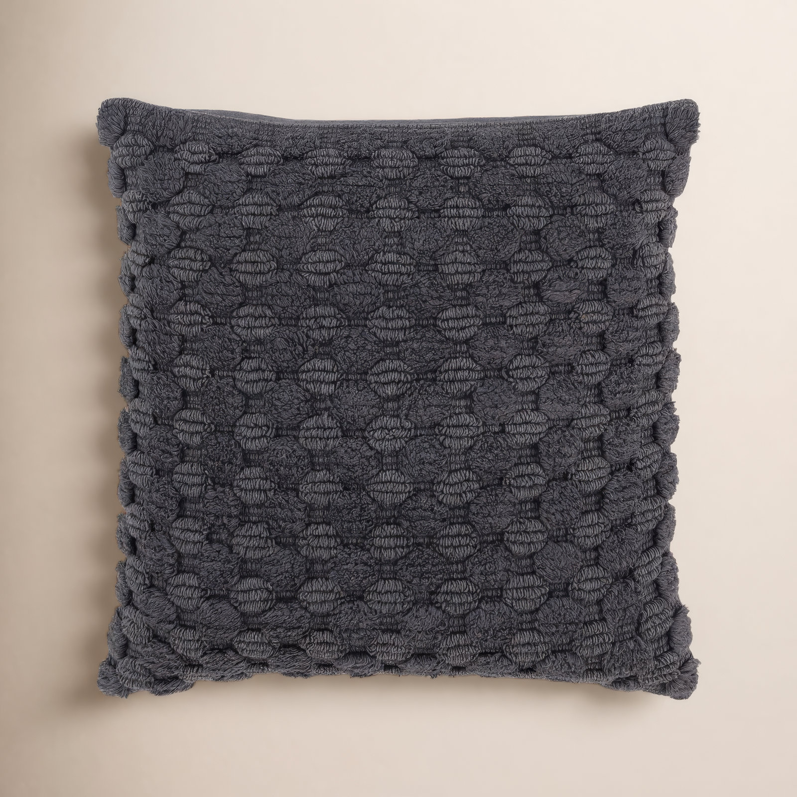 Roya Cotton Throw Pillow, Charcoal Gray