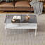 Table basse noire ovale en verre trempé pour le salon, facile à nettoyer et amp; Capacité durable de 220 lb