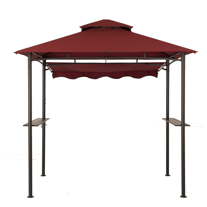 Starecho 8Ft X 5Ft  Double Tiered  Soft-Top Grill Gazebo With Stretchable Side Awning, Red