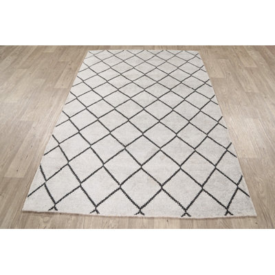 Tapis unique en laine noué à la main nouvel âge de 4 pi 6 po x 6 pi 6 po ivoire