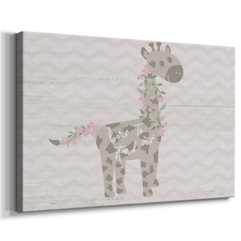 Floral girafe-toile tendue avec châssis, H 18 po x l 27 po