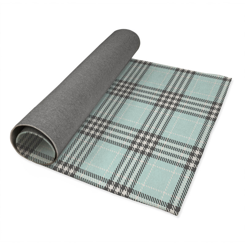 Christopher's Plaid Kids Play Mat, Rectangle 5' x 7', Light Blue/Blue