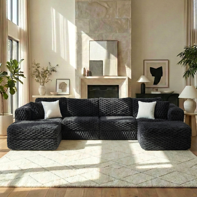 Canapé modulaire modulaire de 135,4 po, Noir
